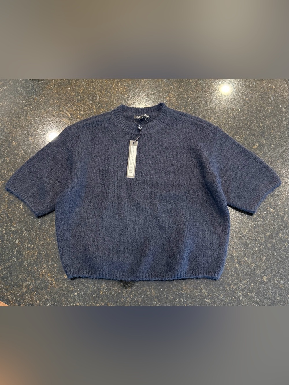 CHARLIE B Navy Crewneck Short-Sleeve Sweater Women New